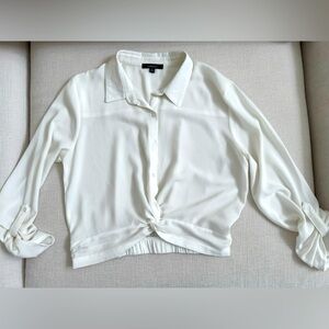 Cropped Button Up Shirt with Front Knot